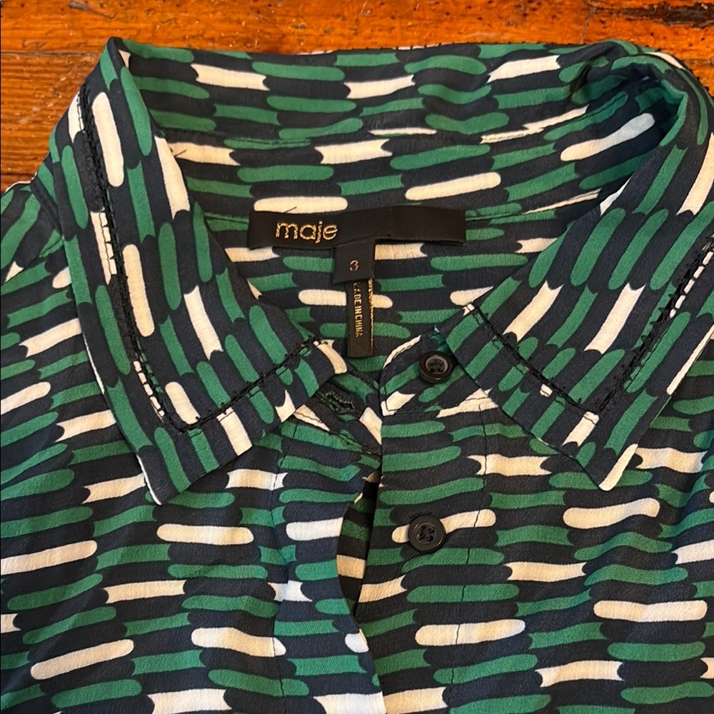 Maje Green Graphic Patterned Women's Shirt